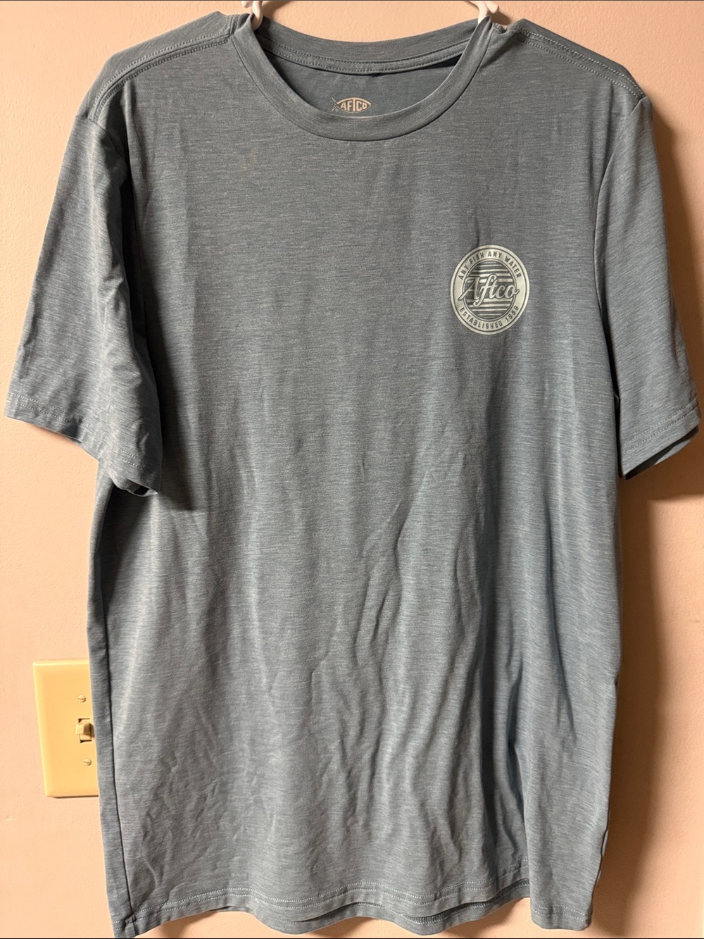 AFTCO Heather Slate Blue Short-Sleeve Logo Tee